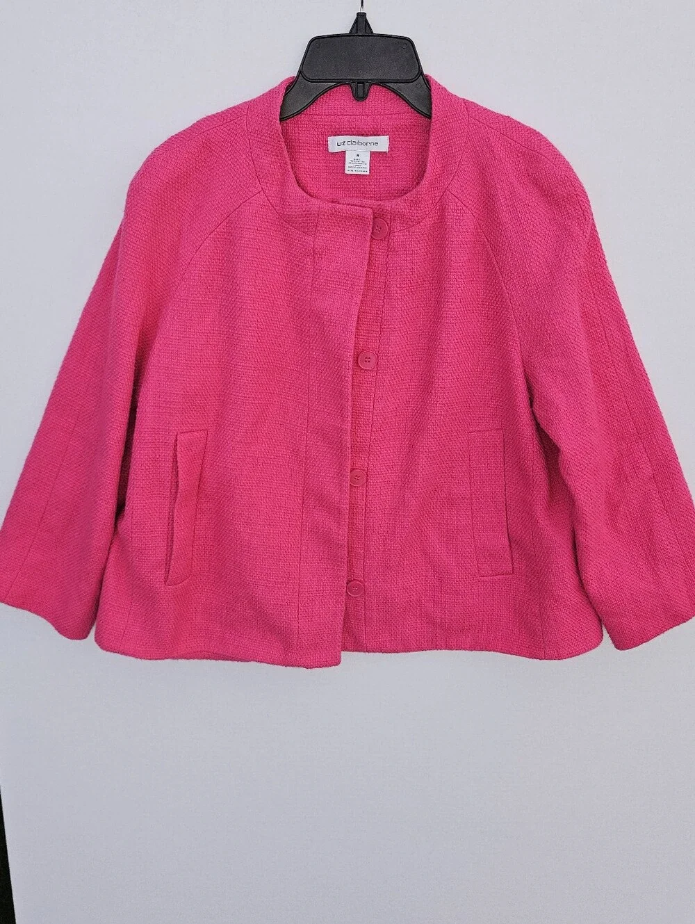 Liz Claiborne Hot Pink Textured Button-Front Jacket Size M